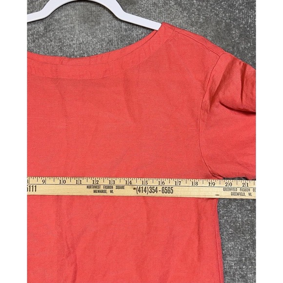 A‎ New Day Linen Rayon Short Sleeve Cuffed Top Womens Size XS Coral Peach - Picture 5 of 6